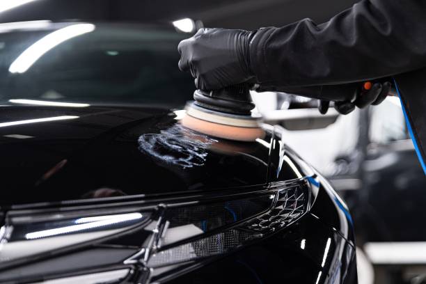 Man Auto Detailing a Car in Jacksonville